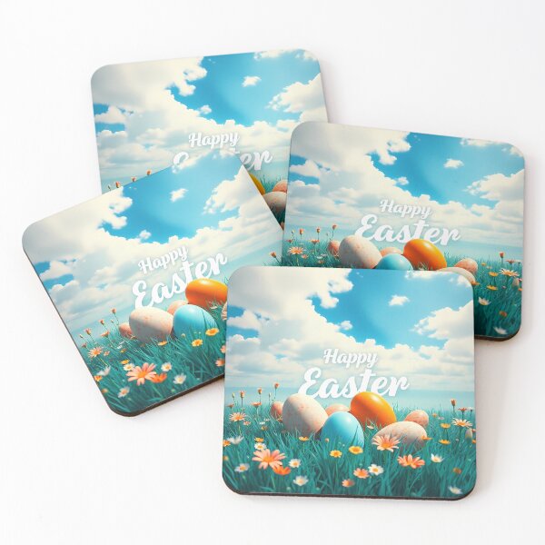 Item preview, Sunny Happy easter landscape with colorful eggs  designed and sold by Valentina-ty.