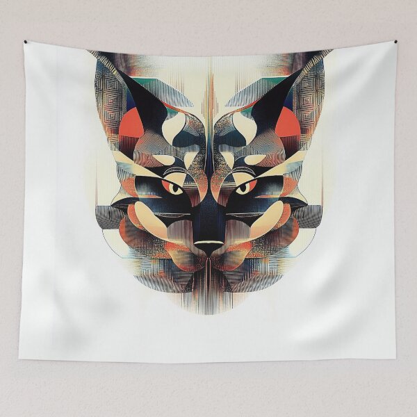 Item preview, Geometric Wild Cat – Abstract Surreal Feline Art with Symmetry & Digital Patterns designed and sold by The Art Morpher.