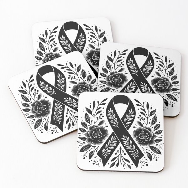 Item preview, Black & White - Floral Awareness Ribbon  designed and sold by HealthCoreCommunity.