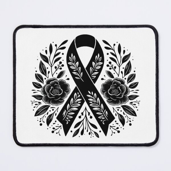 Item preview, Black & White - Floral Awareness Ribbon  designed and sold by HealthCoreCommunity.