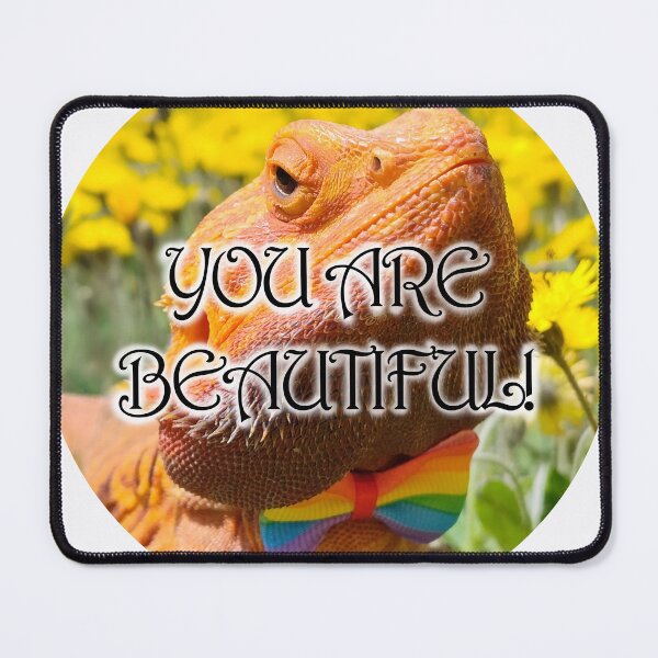 Item preview, YOU ARE BEAUTIFUL Bearded Dragon with Rainbow Bowtie designed and sold by VWSArt.