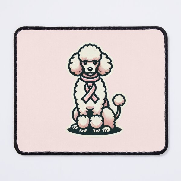 Item preview, Poodle Dog With Pink Awareness Ribbon designed and sold by HealthCoreCommunity.