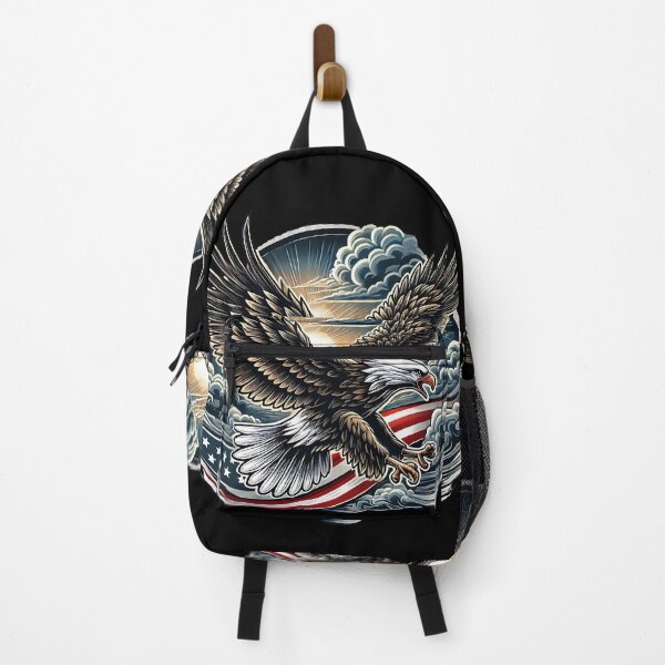 Item preview, Soaring Bald Eagle with American Flag – Patriotic Art designed and sold by ZingZone.
