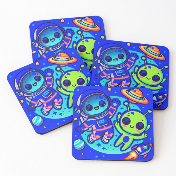 Item preview, Happy UFO Astronauts for kids Cartoon  designed and sold by BestDetailer.