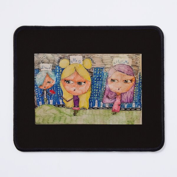 Item preview, Family portrait ,mom ,dad and daughter on the hills in front of the city designed and sold by wallartofmio.