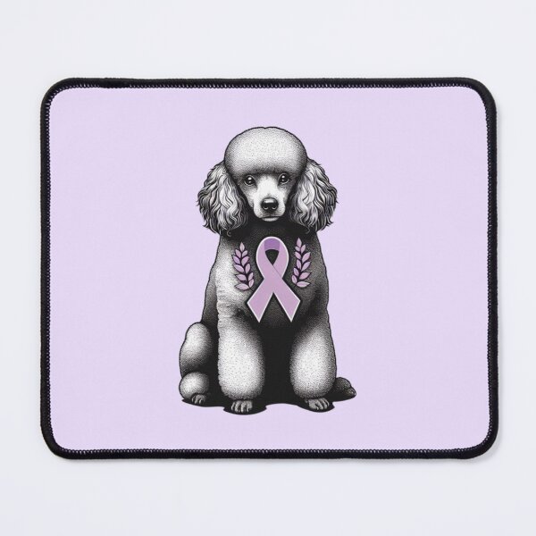 Item preview, Poodle Dog With Purple Awareness Ribbon designed and sold by HealthCoreCommunity.
