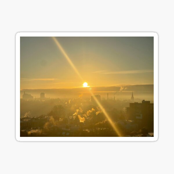 Majestic sunrise over the city Sticker