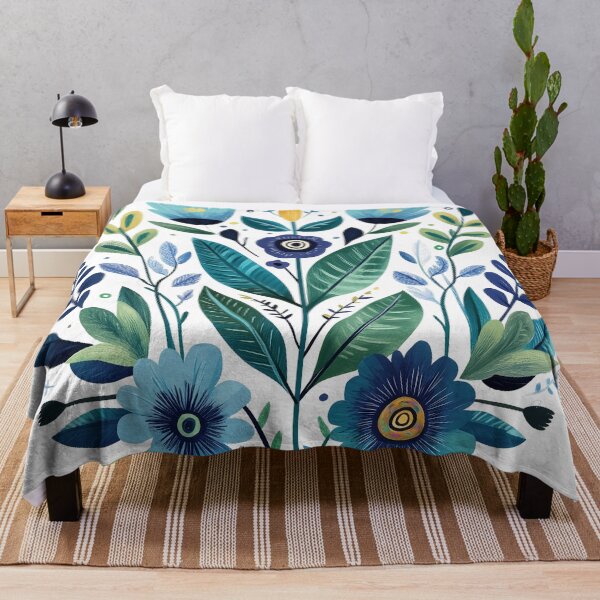 Item preview, Blue Flowers In Boho Style, Folklore Motif (no. 2) designed and sold by Animals, Nature & Landscapes.