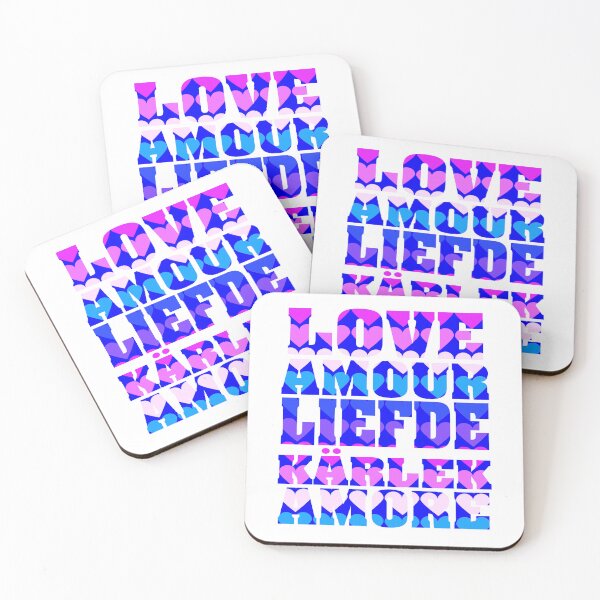 Item preview, Love in Different Languages Pink Purple Blue designed and sold by ValeriesGallery.