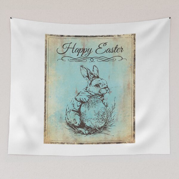 Item preview, Vintage Easter Bunny with Egg Retro Holiday Poster designed and sold by PastEcho.