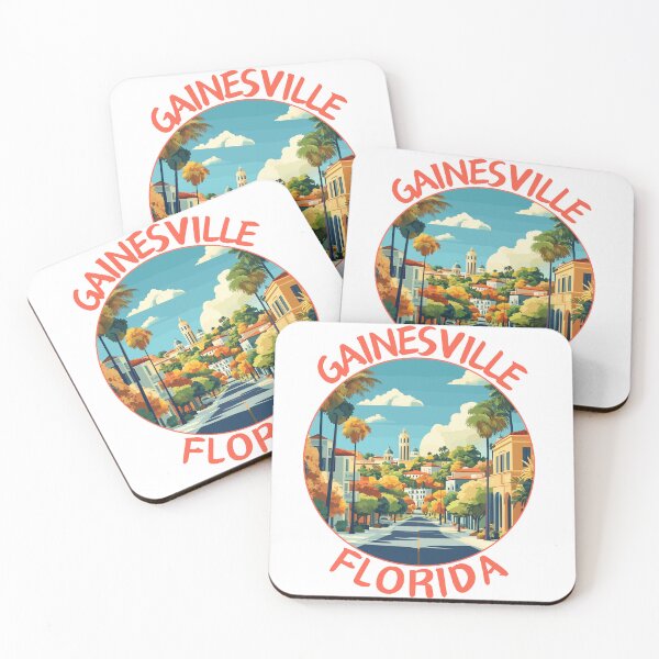Aperçu de l'œuvre Gainesville en Floride, États-Unis, art de voyage rétro, paysage créée et vendue par MaateoDesign.