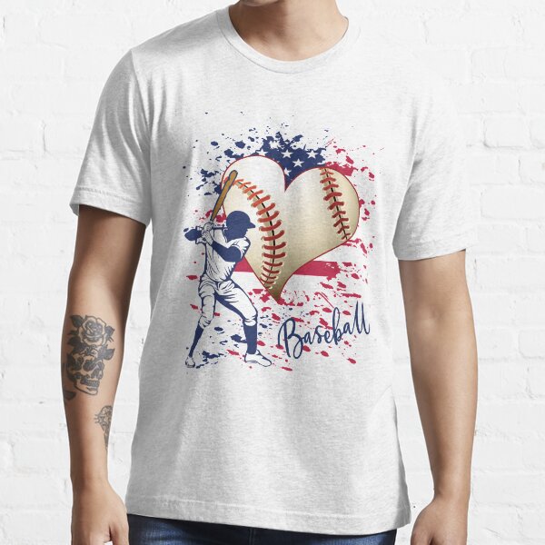 "Love American Baseball Baseball Player, Heart and American Flag