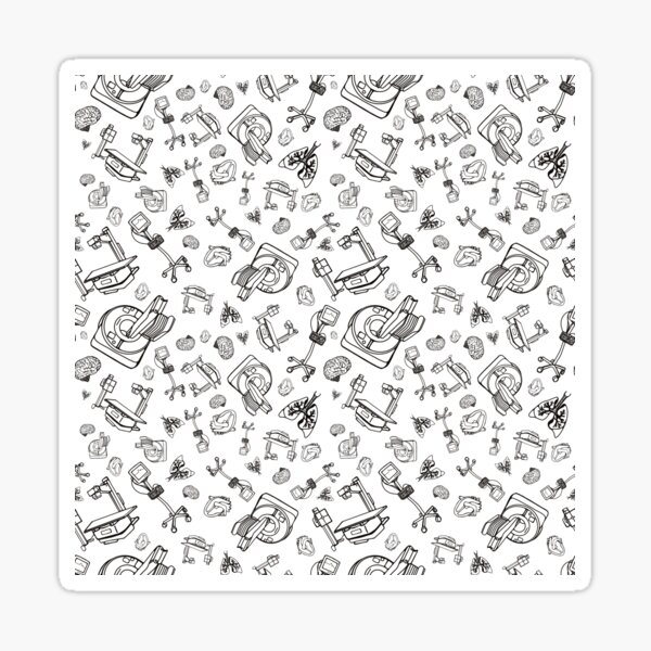 Item preview, Brain Heart Lungs and Diagnostic Machines BLACK AND WHITE designed and sold by LayerCakeDigDes.