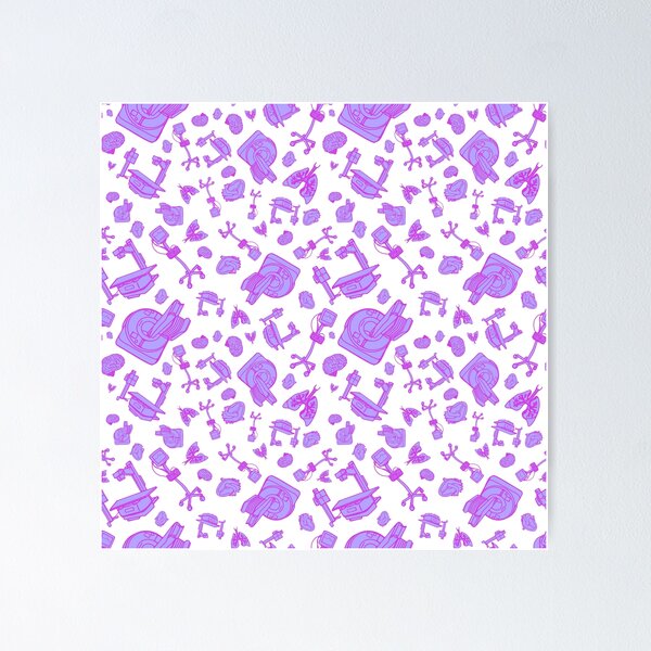 Item preview, Brain Heart Lungs and Diagnostic Machines PINK PURPLE designed and sold by LayerCakeDigDes.