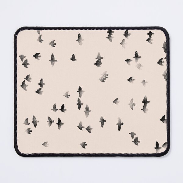 Item preview, Black flying birds silhouettes on pink background minimalist pattern. Pencil sketch modern japandi  designed and sold by helga-wigandt.