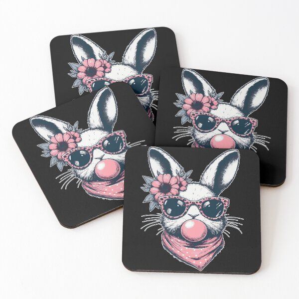 Item preview, Cool Easter Bunny Blowing Bubble Leopard Glasses designed and sold by TomFrontierArt.