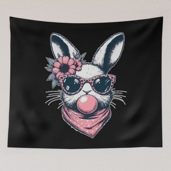 Item preview, Cool Easter Bunny Blowing Bubble Leopard Glasses designed and sold by TomFrontierArt.