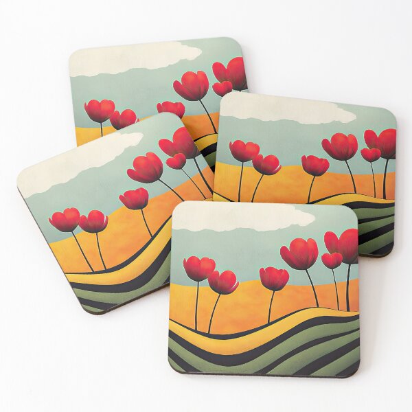 Item preview, Welcome Spring! Red Tulips in a Striped Field designed and sold by MaryFiore.