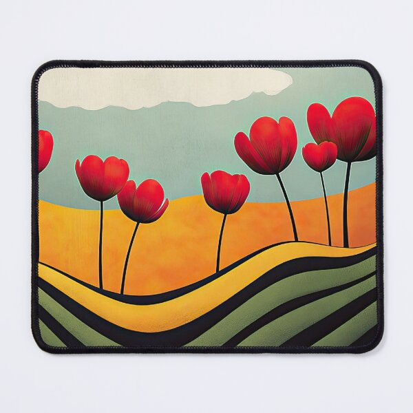 Item preview, Welcome Spring! Red Tulips in a Striped Field designed and sold by MaryFiore.