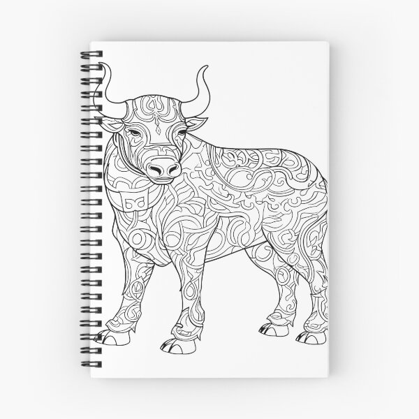 Item preview, Bull Coloring Page Pattern  designed and sold by DavidColoring.