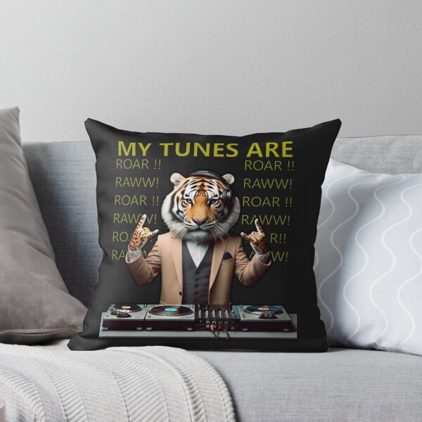 Item preview, Tiger DJ with headphones, mixing music, roaring tunes designed and sold by hardingcarl2.