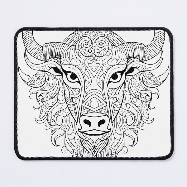 Item preview, Bull #4 Coloring Page Pattern designed and sold by DavidColoring.