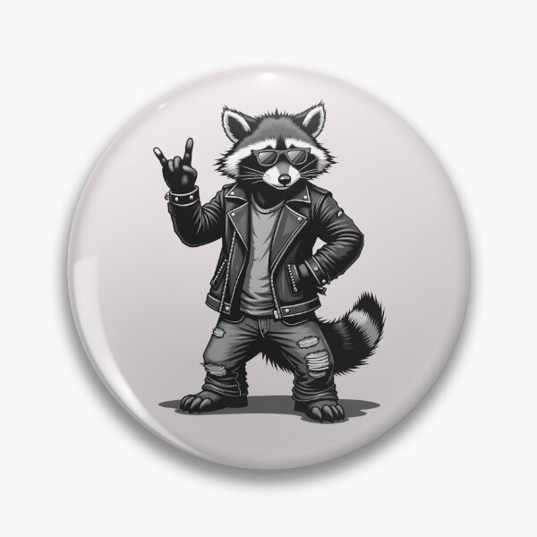 Item preview, Rock Horns Racoon: funny retro design for rock fans with raccoon designed and sold by RetroTraveller.