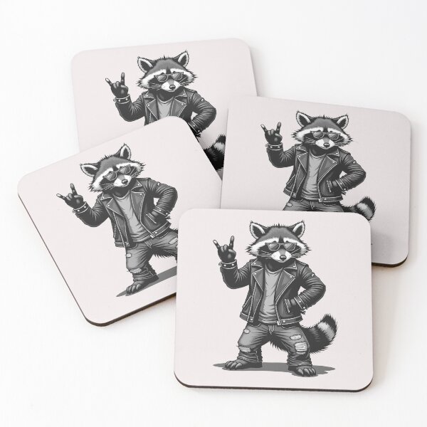 Item preview, Rock Horns Racoon: funny retro design for rock fans with raccoon designed and sold by RetroTraveller.