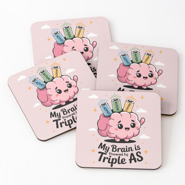 Item preview, My Brain is Powered by Triple As - ADHD, Autism, Anxiety - Cute- attention different Awareness designed and sold by pixelated_echoes.