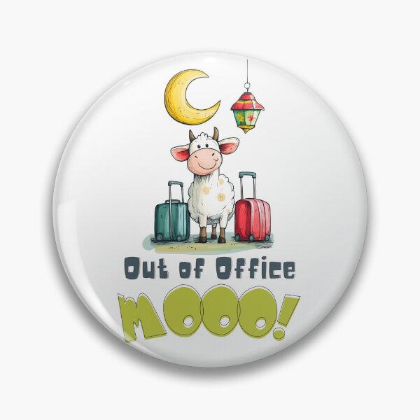 Item preview, Out of Office MOOO! | Funny Eid Cow on Vacation with Lantern & Crescent Moon designed and sold by FUNqoosh.