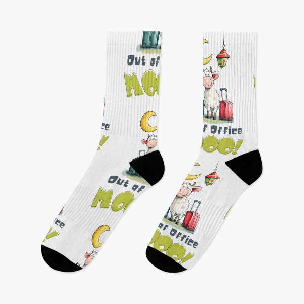 Item preview, Out of Office MOOO! | Funny Eid Cow on Vacation with Lantern & Crescent Moon designed and sold by FUNqoosh.