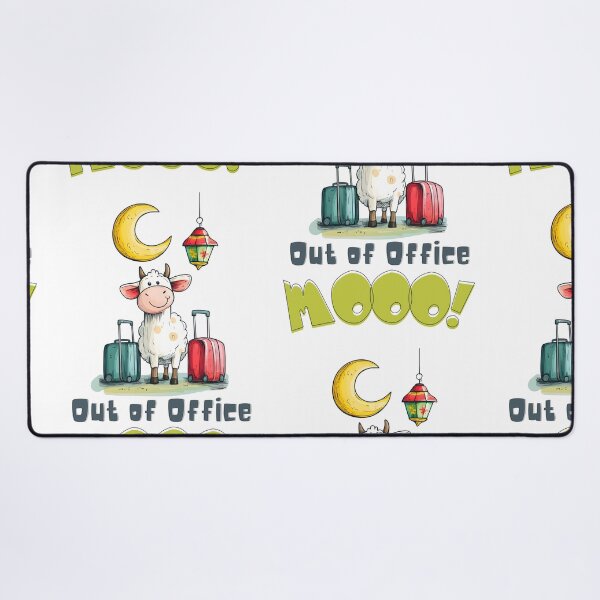 Item preview, Out of Office MOOO! | Funny Eid Cow on Vacation with Lantern & Crescent Moon designed and sold by FUNqoosh.