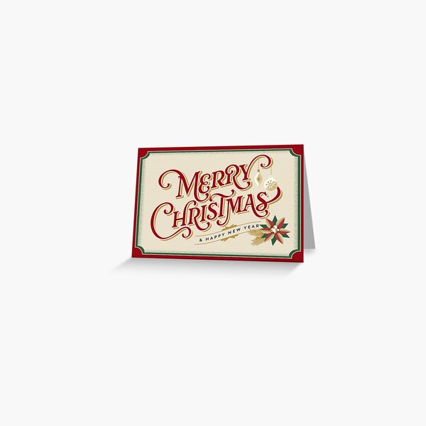 Aperçu de l'œuvre Joyeux Noël et Bonne Année, design typographique élégant avec des éléments festifs créée et vendue par Jdawnink.