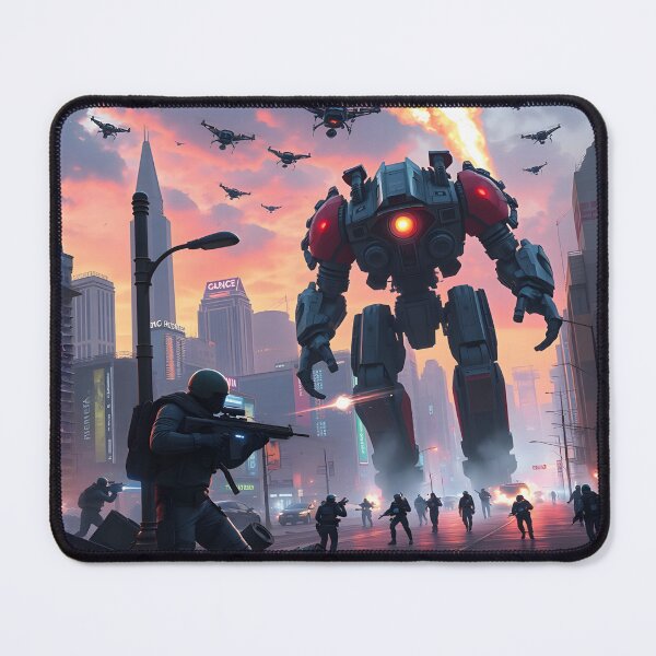 Item preview, Robots Invasions Gaming Mat – Premium Surface for Epic Battles designed and sold by benchpod47.