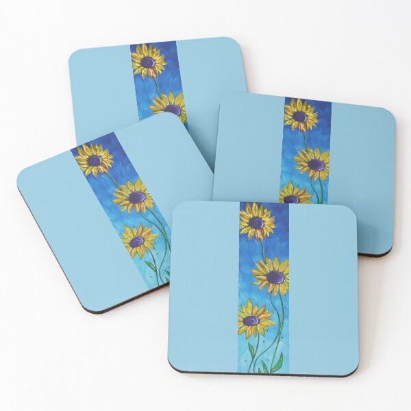 Item preview, Golden Sunflowers Art On Blue designed and sold by Sharon Cummings Art.