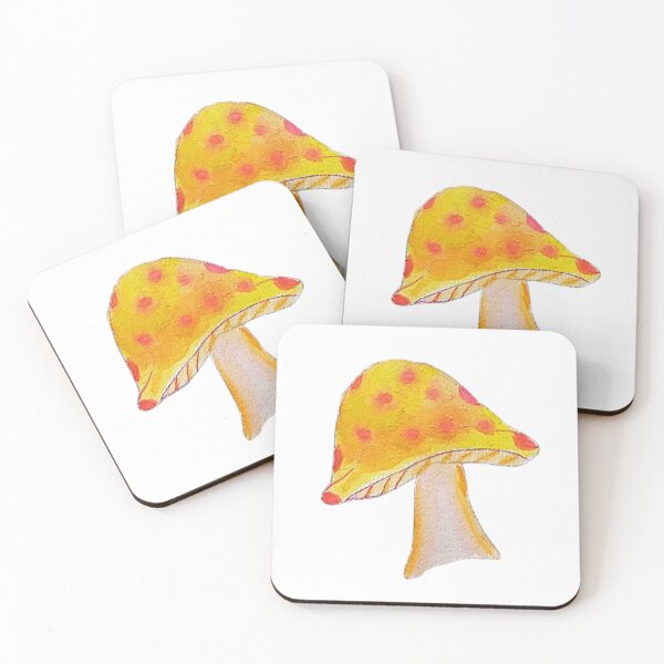 Item preview, Pizza Flavored Mushroom, Orange Red and Yellow Mushroom, Pencil Sketched and Watercolors designed and sold by Uplifting Vib'n Design and Decor .