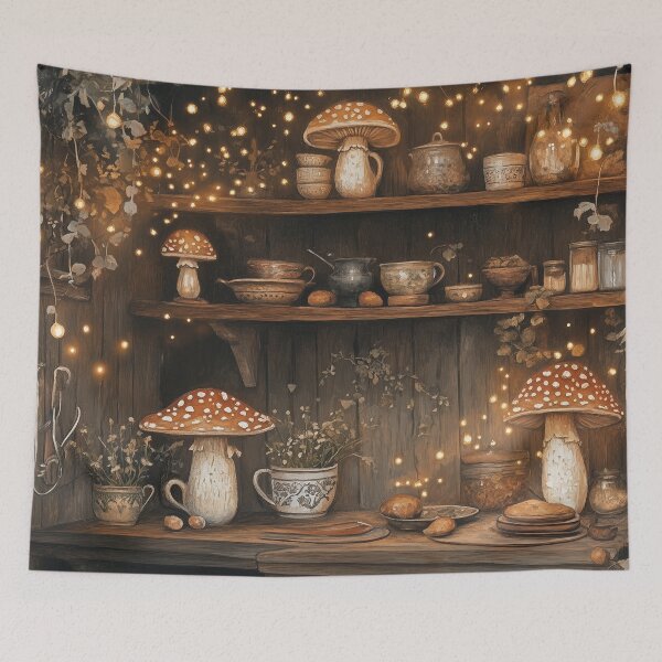 Item preview, magine sipping tea in a cottagecore dream kitchen designed and sold by SporeandCanvas.
