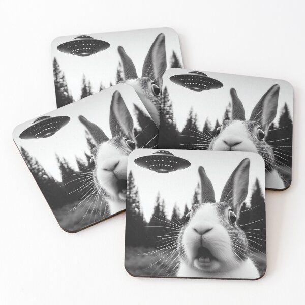 Item preview, Alien UFO Abduction | Funny Surprised Bunny | Unknown Earth Encounter designed and sold by PaintedPixels01.