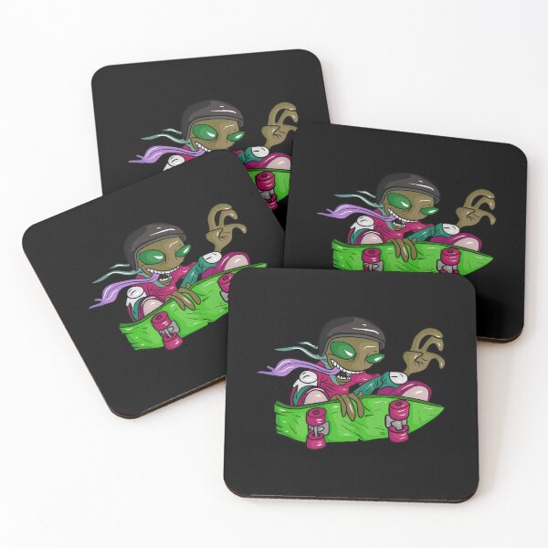 Item preview, Funny skater alien with tongue on a grey skateboard. designed and sold by Joncasmiart.