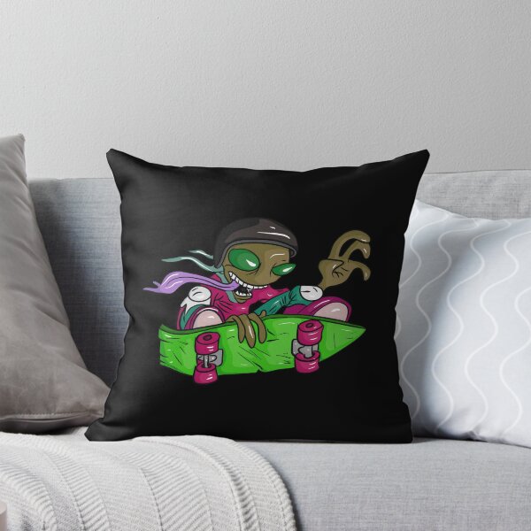 Item preview, Funny skater alien with tongue on a grey skateboard. designed and sold by Joncasmiart.