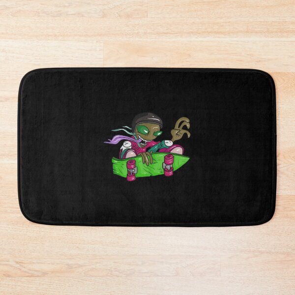 Item preview, Funny skater alien with tongue on a grey skateboard. designed and sold by Joncasmiart.