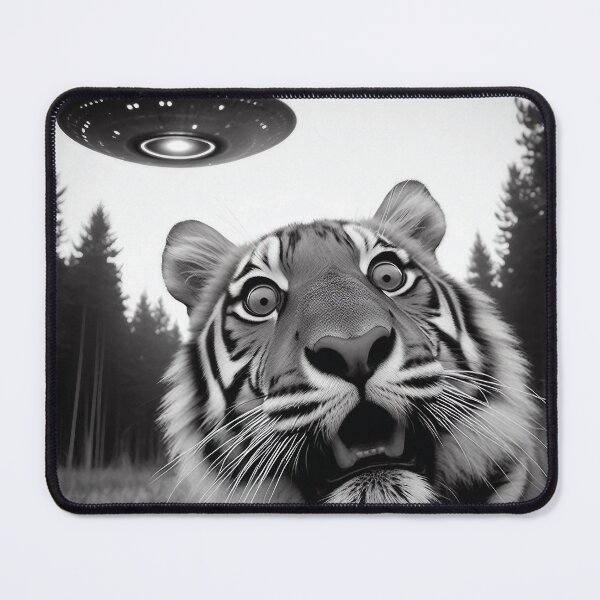 Item preview, Alien UFO Abduction | Funny Surprised Tiger | Unknown Earth Encounter designed and sold by PaintedPixels01.
