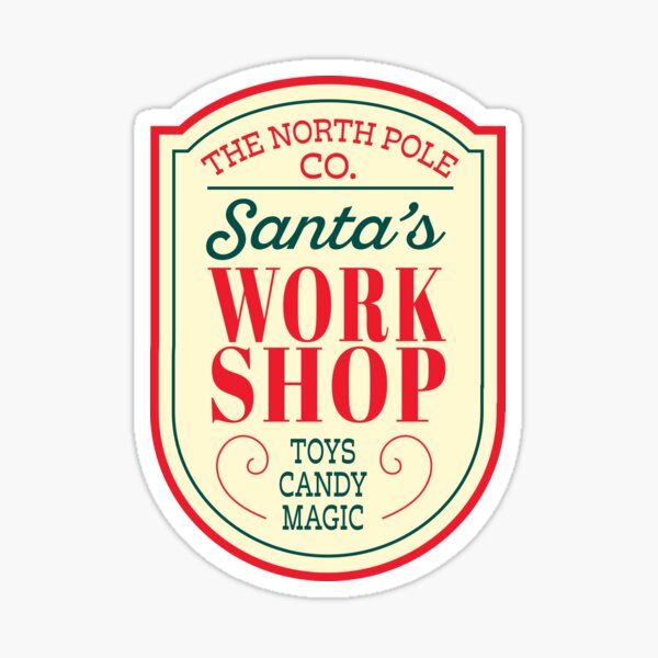 Artikel-Vorschau von Weihnachtsetikett „Santa's Workshop“ – süßes Beschilderungsdesign, designt und verkauft von Jdawnink.