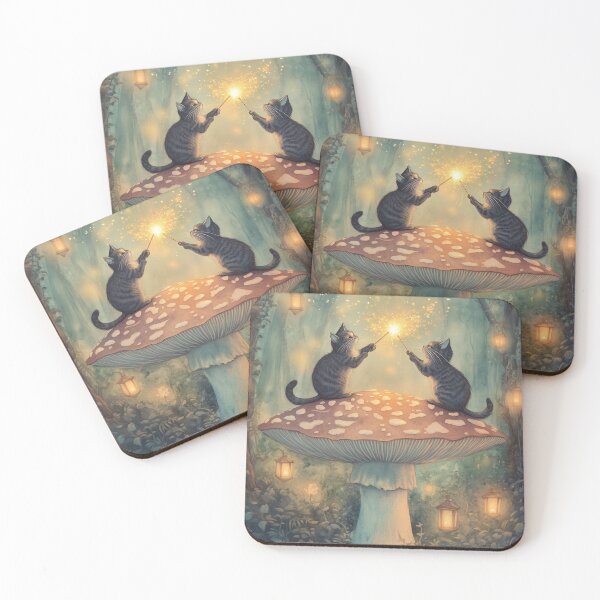 Item preview, Glowing Mushrooms & Gentle Magic: A Cat’s Secret Ritual designed and sold by SporeandCanvas.