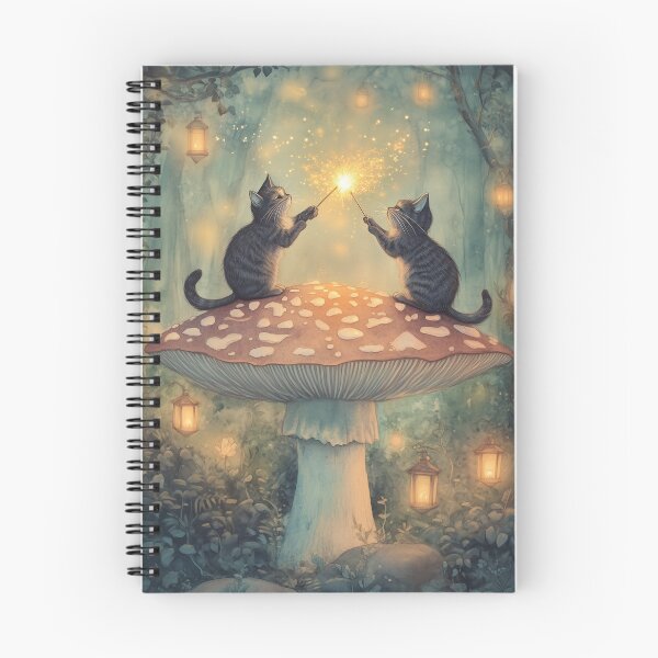 Item preview, Glowing Mushrooms & Gentle Magic: A Cat’s Secret Ritual designed and sold by SporeandCanvas.