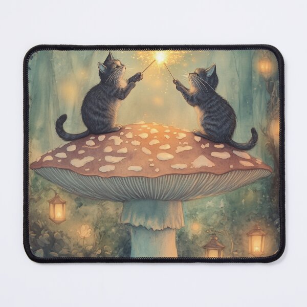 Item preview, Glowing Mushrooms & Gentle Magic: A Cat’s Secret Ritual designed and sold by SporeandCanvas.