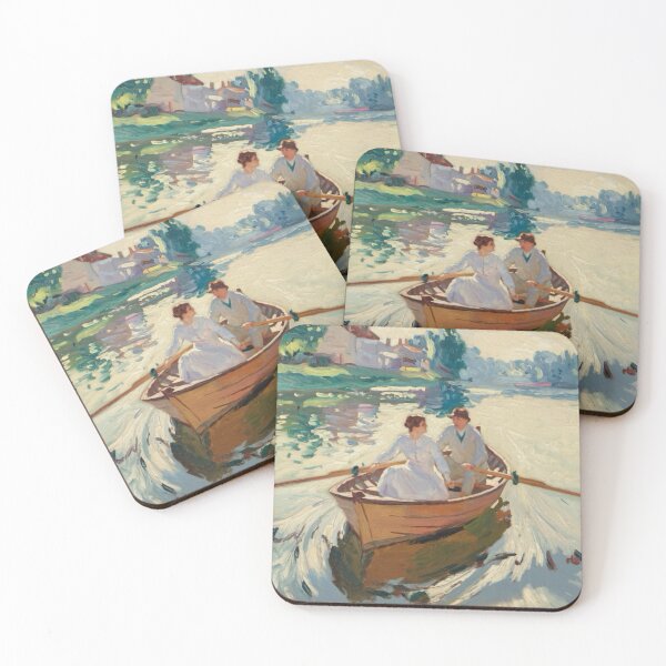Item preview, Romantic River Boating – Impressionist French Landscape Painting designed and sold by CARRAANN.
