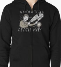 nikola tesla death ray Zipped Hoodie