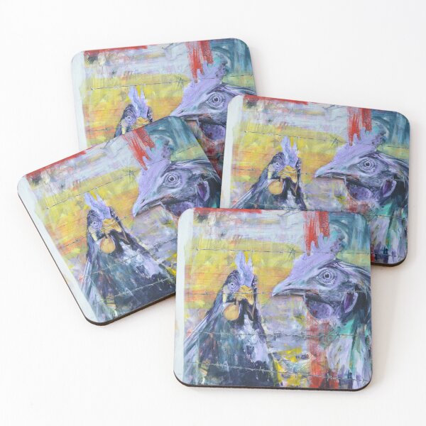 Item preview, 'chicken on the inside' - surreal painting of chickens in a cage. designed and sold by Cat Leonard.