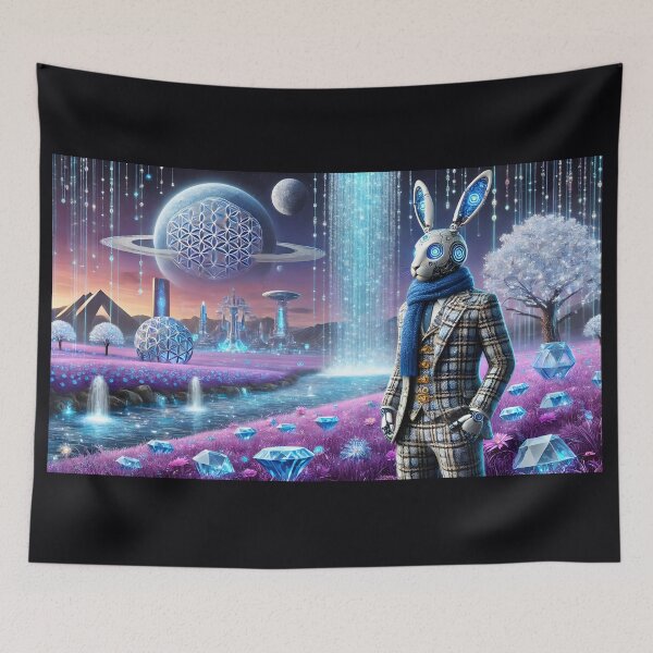 Item preview, A futuristic Cyborg Rabbit in Tweed suits 001L11P182TH6 designed and sold by OsirizyahDesign.